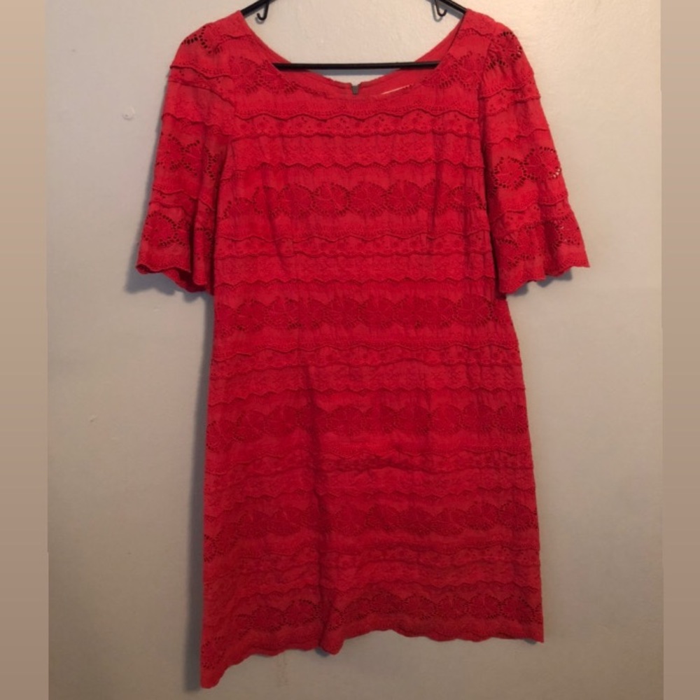 Coral Cotton Lace Dress from Anthropologie